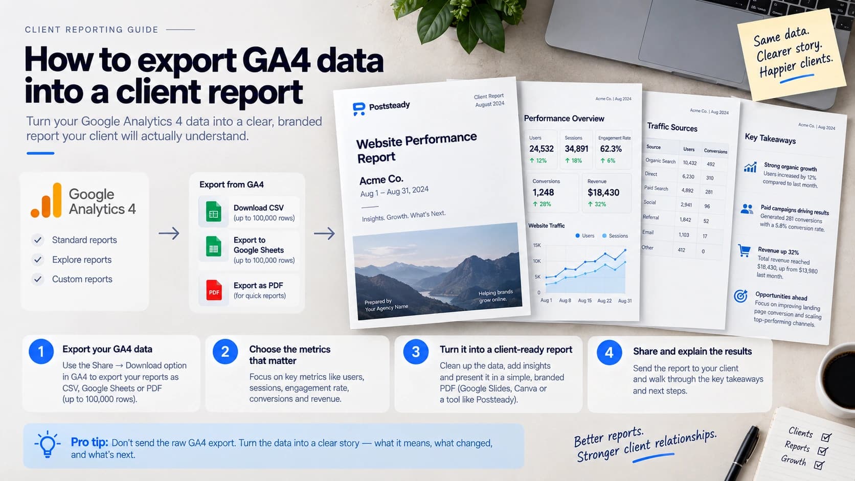 How to export GA4 data into a client report