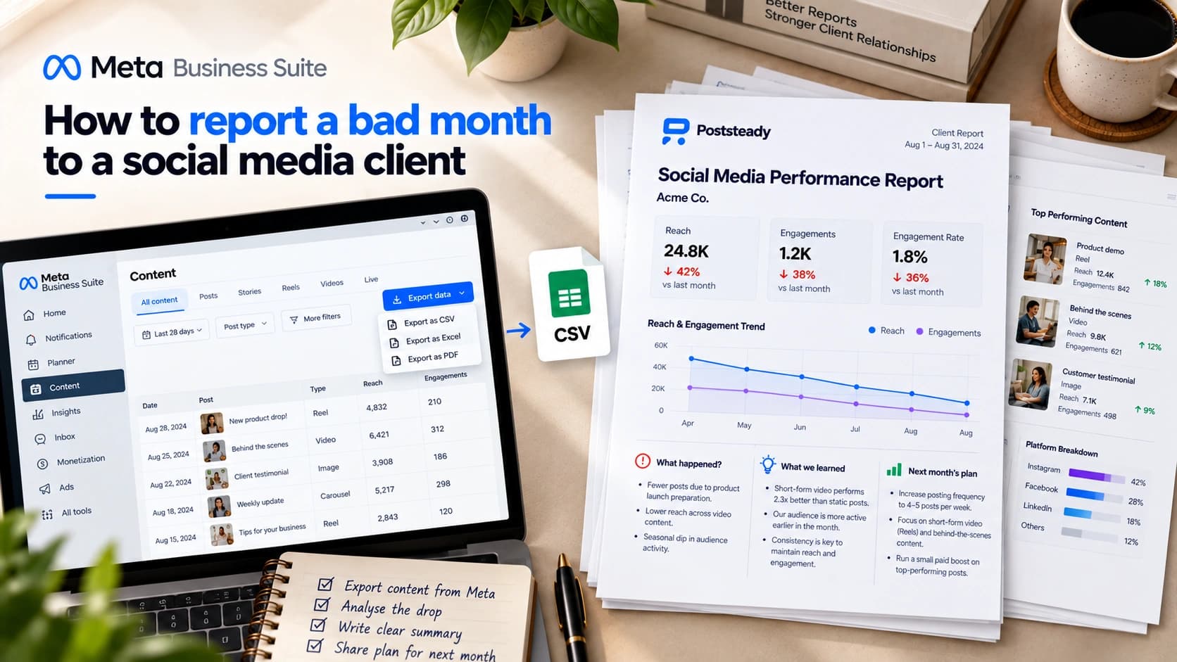 How to report a bad month to a social media client