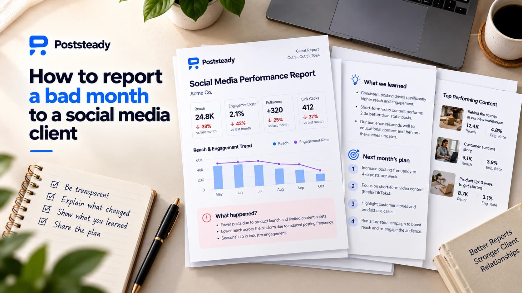 How to report a bad month to a social media client